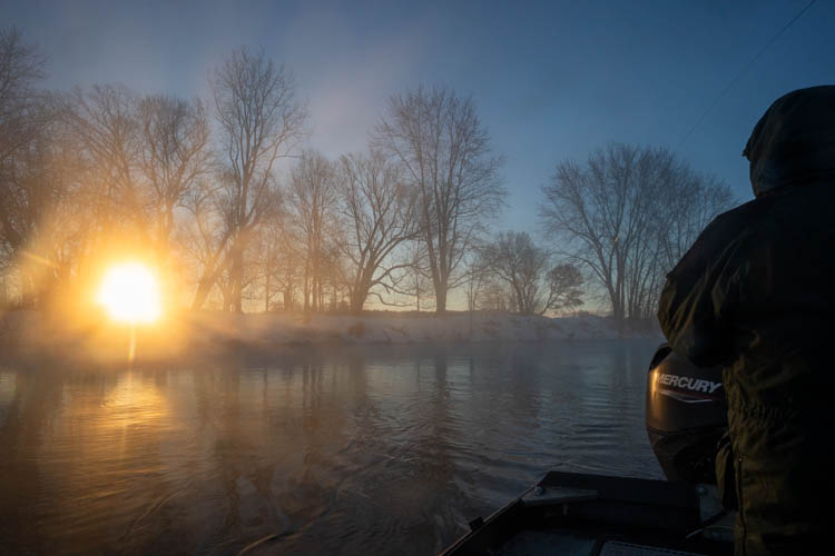 Muskegon river fishing report scenery of winter